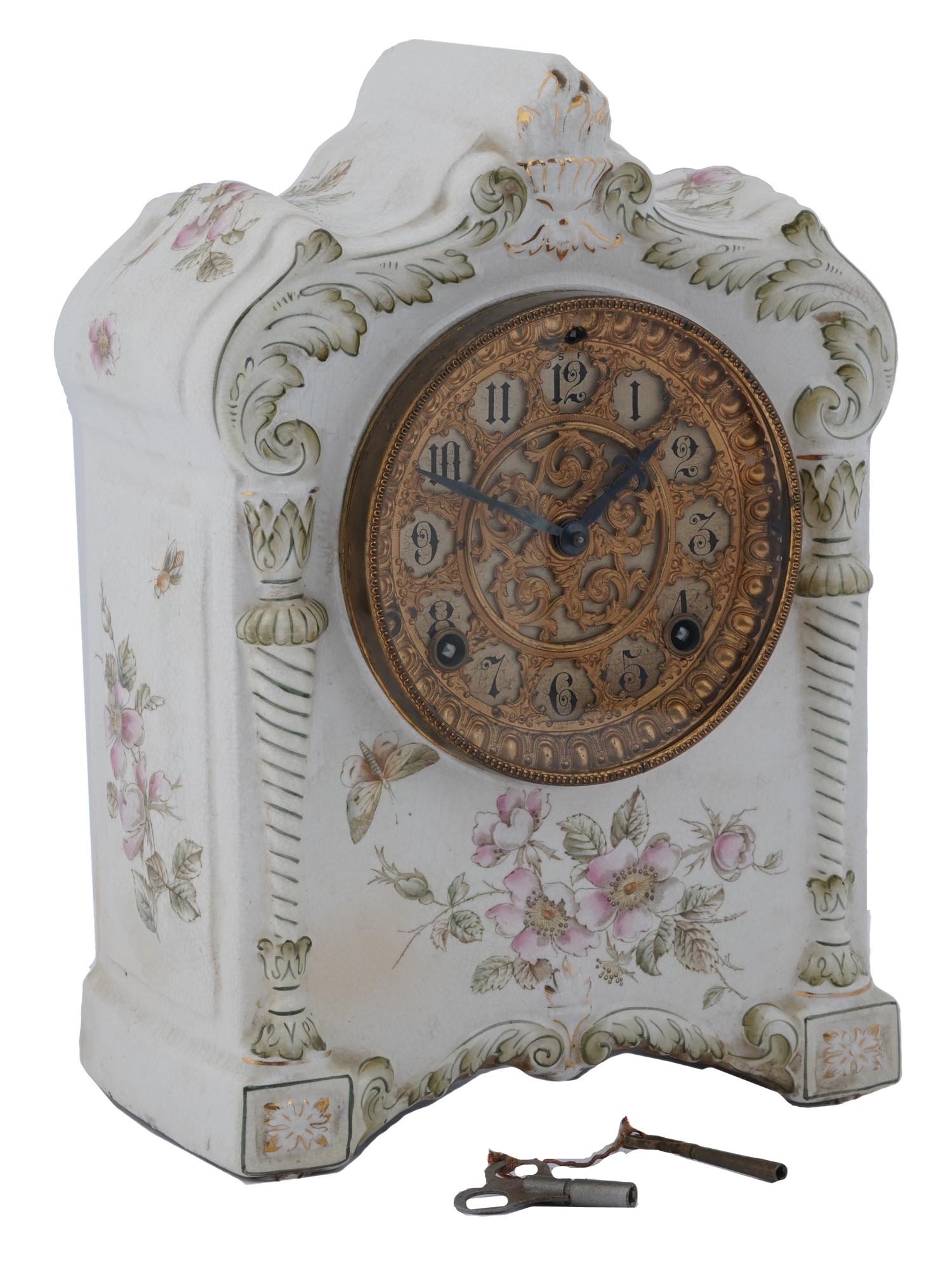 19TH CEN INSONIA CLOCK CO CERAMIC CERAMIC CLOCK PIC-0